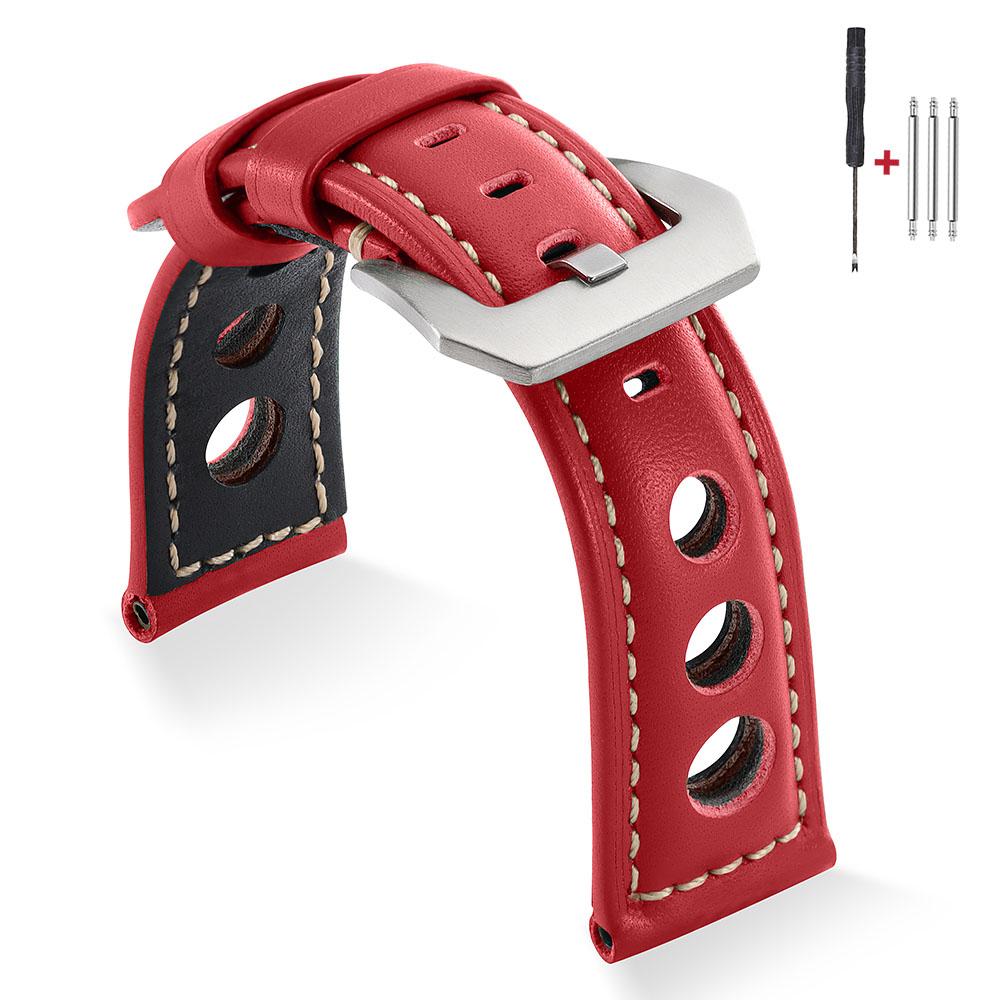 Vintage Cowhide Watch Strap Bracelet Breathable Genuine Leather 20mm 22mm 24mm 26mm Watchband Men's Watch Band with Pin Buckle