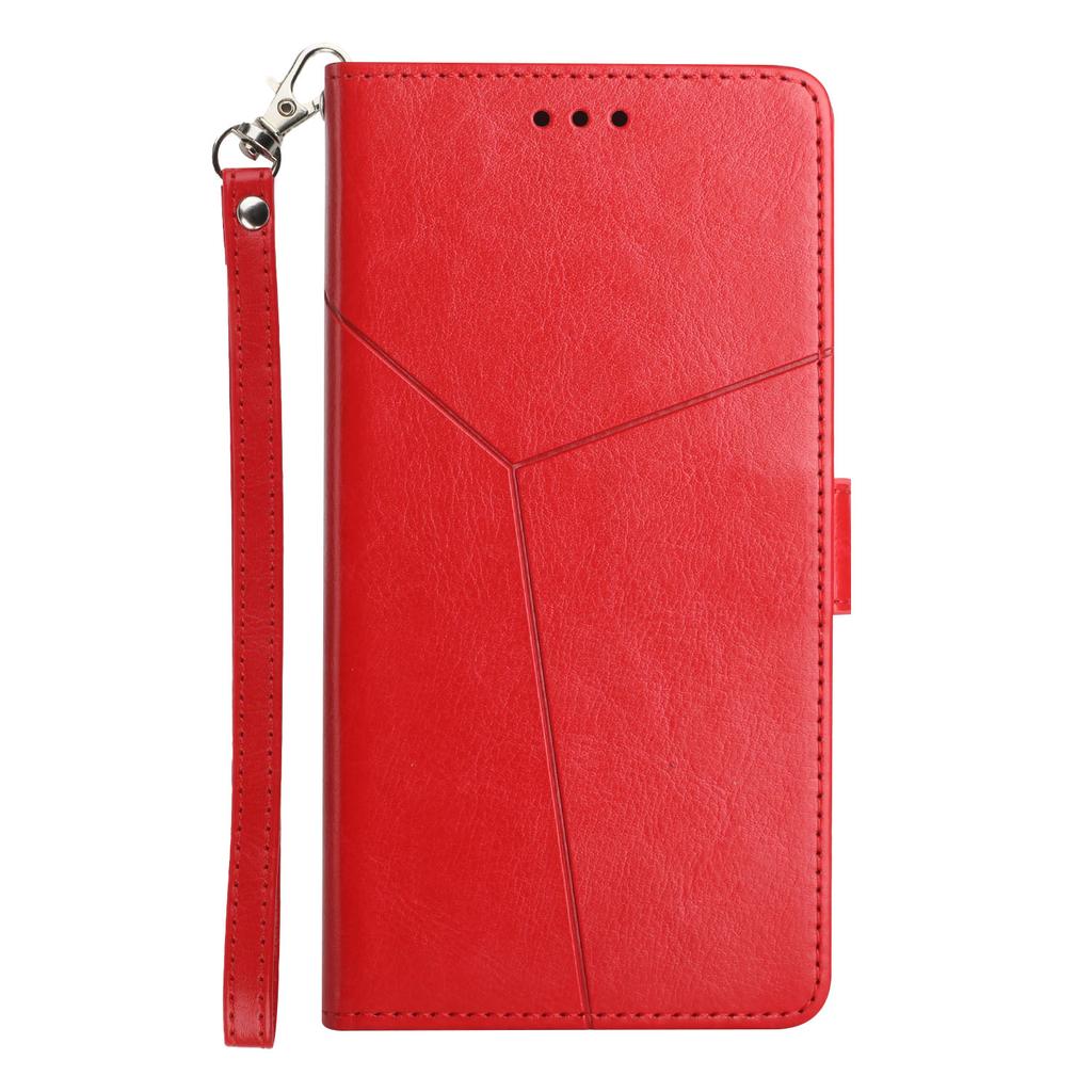 For Samsung Galaxy A26 5G Case with Wrist Strap Y Shaped Lines Imprint Leather Phone Cover