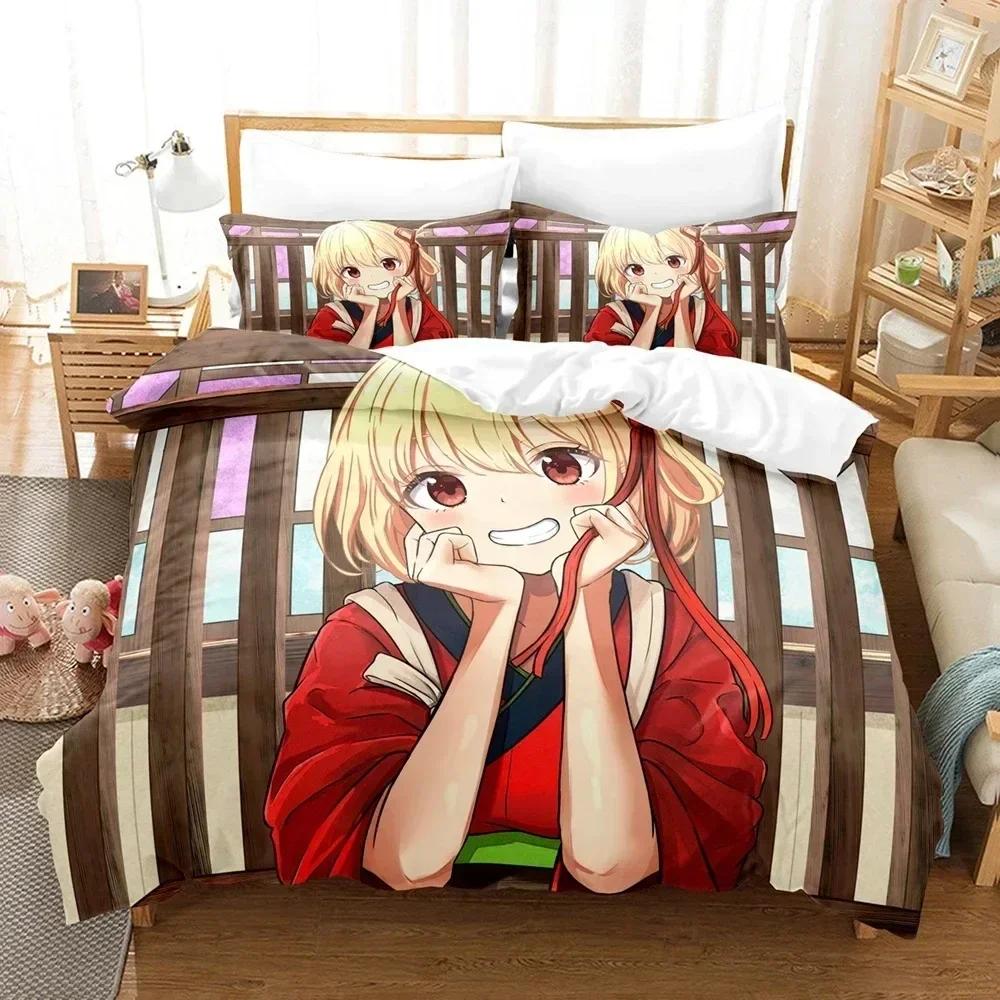 3D Print Anime Lycoris Recoil Bedding Set Printed Bed Set With Pillowcase Bed Duvet Cover Soft Queen King Size Bedclothes Home