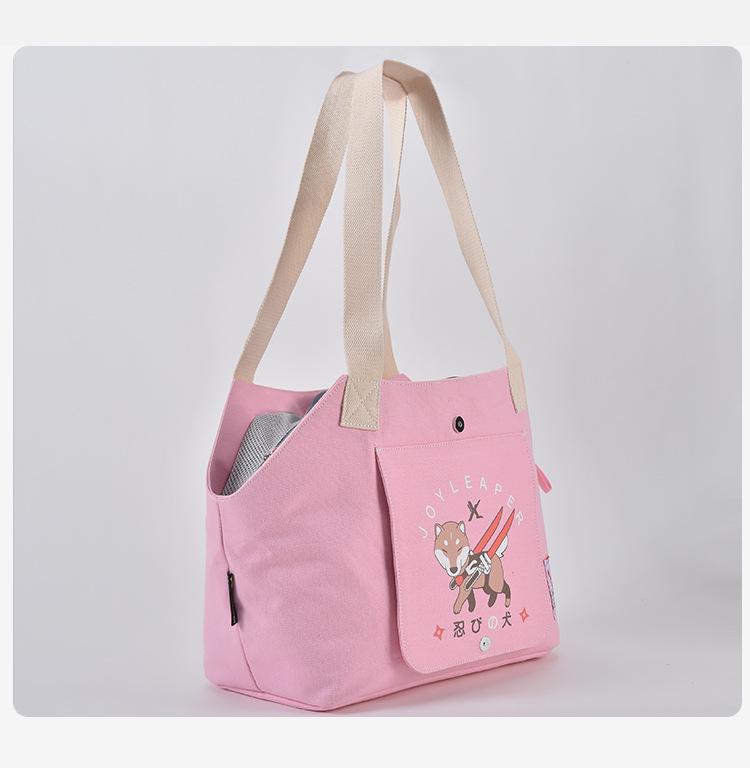One-Shoulder Lightweight Canvas Crossbody Bag for Small Dog Outings