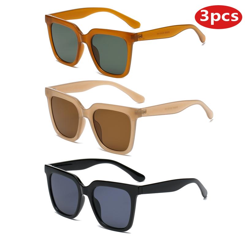 

3pcs Fashion Square Outdoor Shades Sunglasses Women Sports Brand Goggles Female Classic Large Frame Colorful Sun Glasses UV400