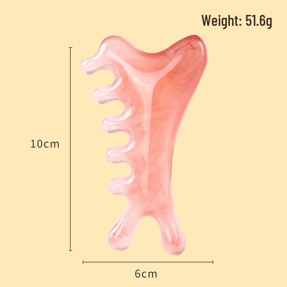 Resin Multifunctional Four-in-One Gua Sha and Massage Comb - Sandalwood Facial and Head Therapy Tool