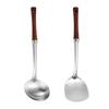 Stainless Steel Stir-fry Spoon with Wooden Handle - Chef's Special Long Handle Ladle and Serving Spoon