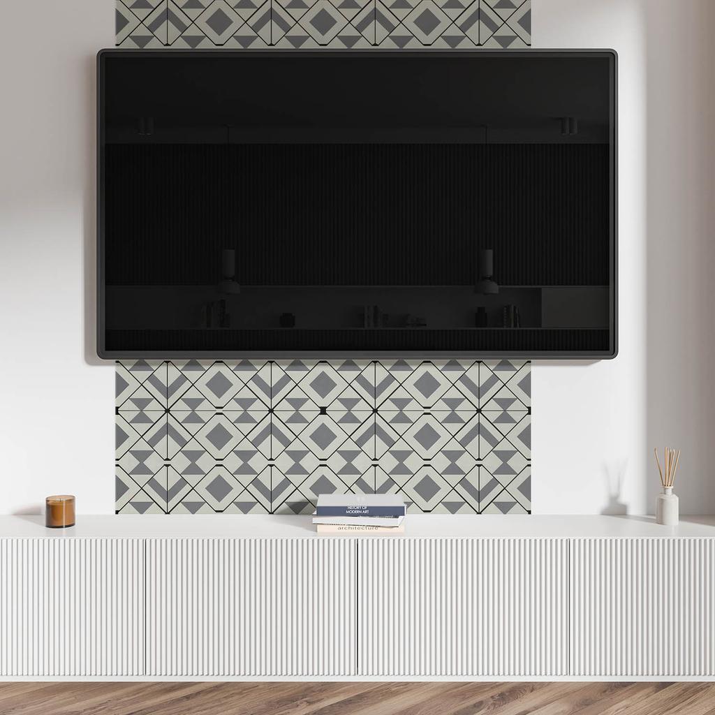 Dekoracja Winylowa Z Nadrukiem Do Montażu Bez Narzędzi 120X60 Cm Geometryczny Wzór W Romby