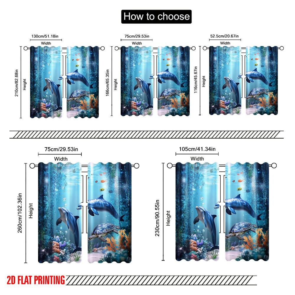 2 Stück, 2D-Flachdruck Minimalistische Vorhänge Ozean-Harmonie Langlebiger 100% Polyesterstoff (ohne Stange) Art Deco Festlich Perfekt