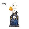 Miniature Resin Tombstones Halloween Tombstone Figurine, Ghost Pumpkin Crow on Creative Gifts Statue for Desktop Haunted House Holiday Party