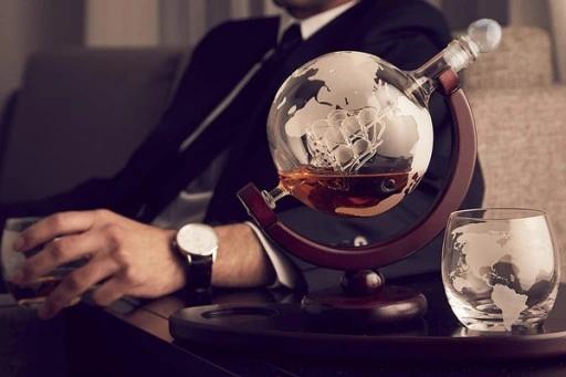 Karafka + Szklanki Do Whisky Statek Globus Grawer