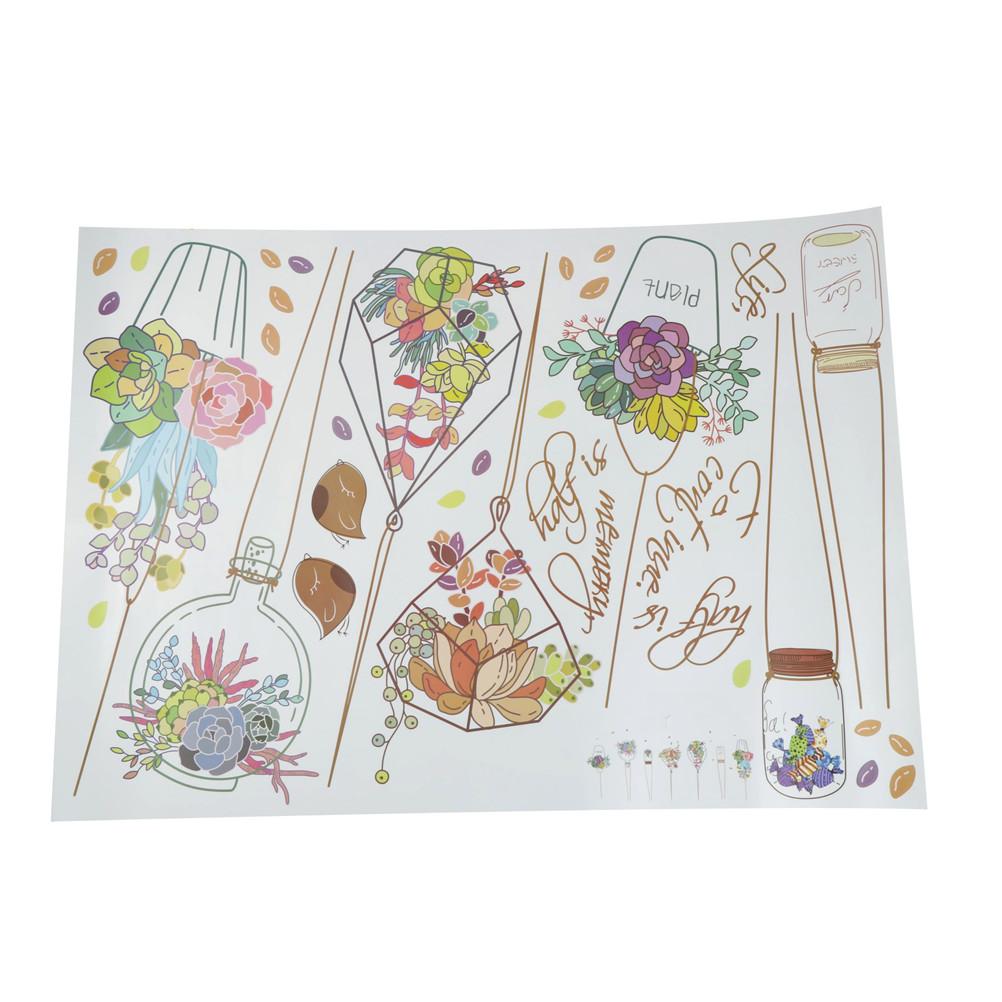 

1PC Water Resistant And Mildew Proof Creative Flower Plants Chlorophytum Removeable Wall Stickers Decorative Sticker