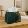 1pc Retro Design Tissue Holder- Dark Green with Golden Trim Polyester Napkin Organizer for Home, Kitchen, And Vehicle Decoration| Versatile Tissue Dis