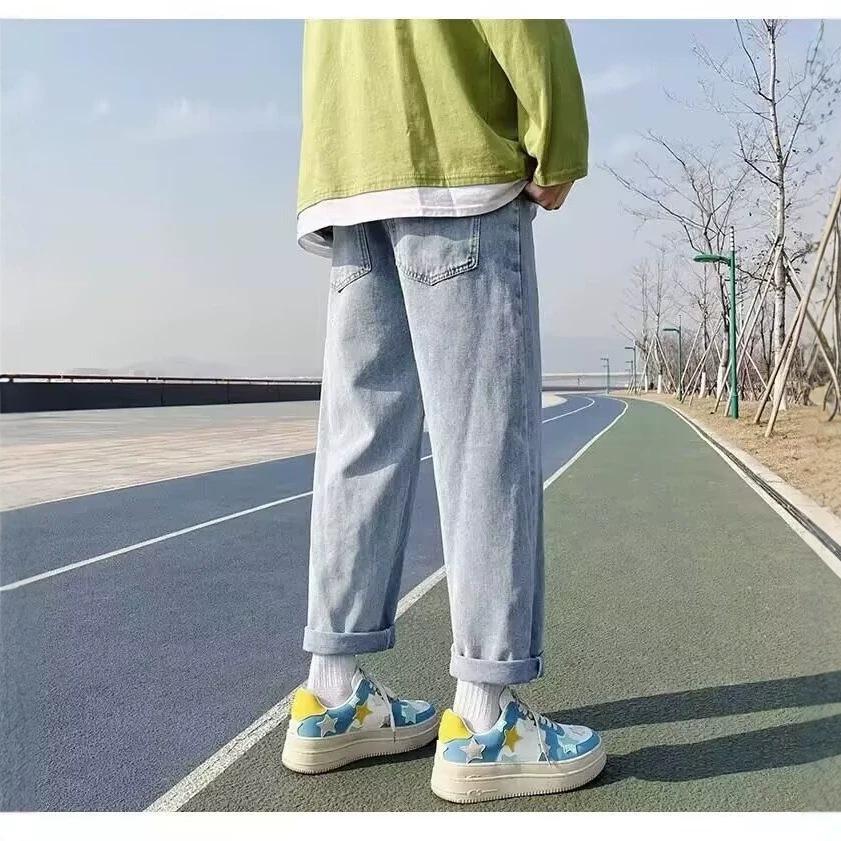 Retro Jeans Men's Summer Thin Straight Loose Large Size Trendy Brand Wide Legs Trendy Casual Long Pants