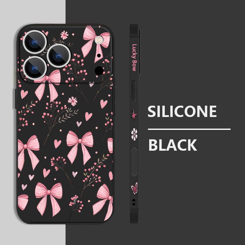For iPhone 17 Pro Max Case Pink Bowknots Floral Pattern TPU Silicone Soft Cover For iPhone 16 Pro Max 15 14 13 12 11 16E Air