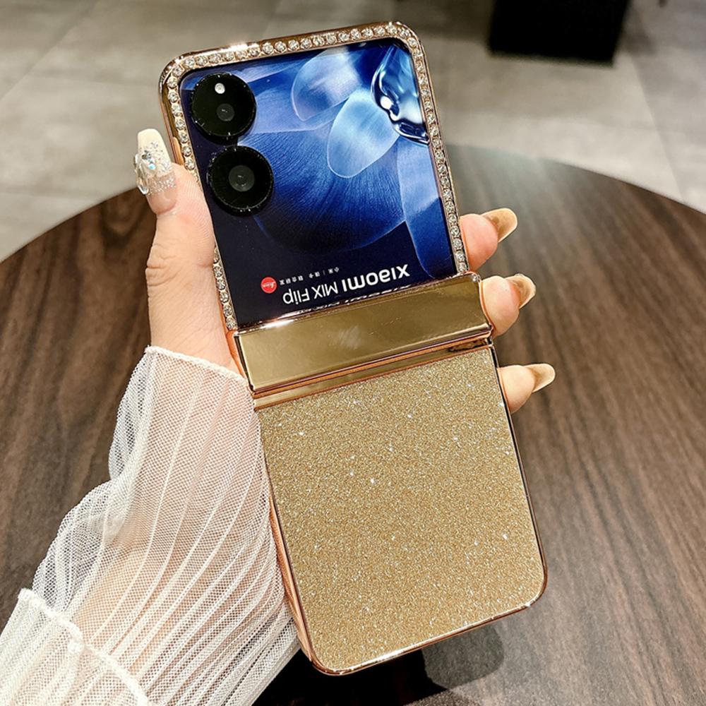 

Для Xiaomi Mix Flip 5G Чехол Защита шарнира Стразы Блестящий ПК Чехол для телефона Gold