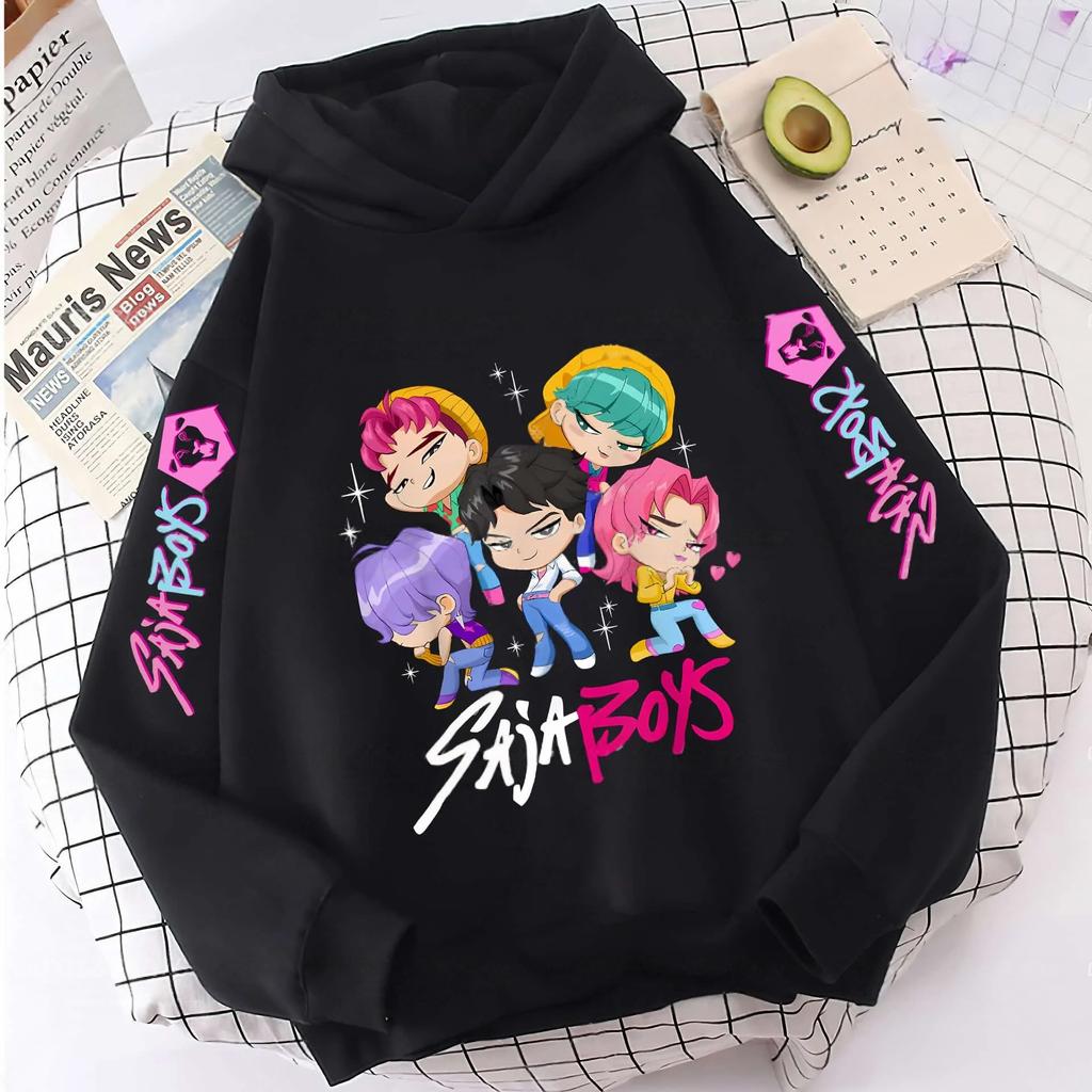 Autumn Winter KPop Demon Hunters Print Children's Hoodie Fashion Casual Sweatshirt Kids Sportswear Girls Clothes Hooded Pullover