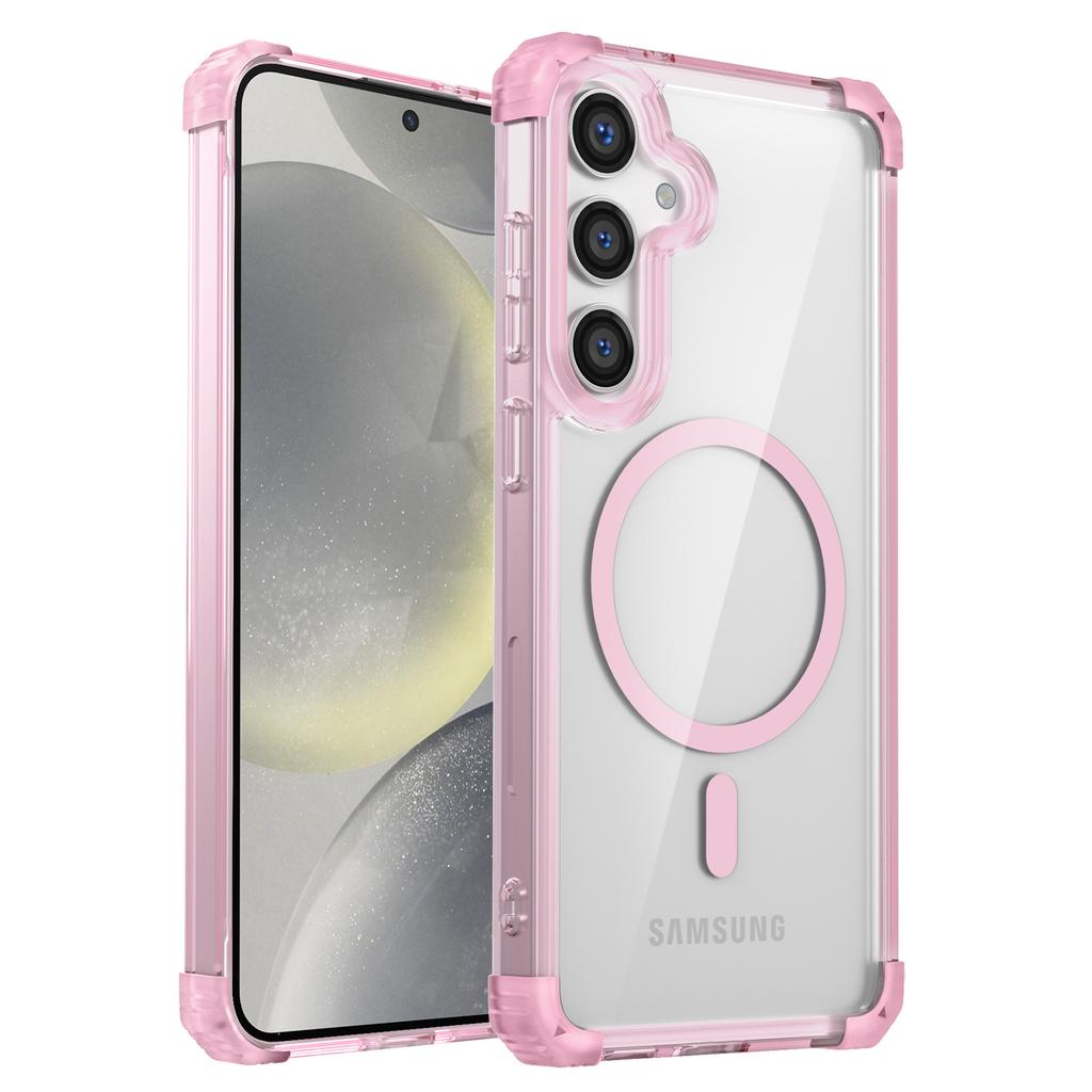For Samsung Galaxy S24 Magnetic Phone Case Transaprent TPU+PC Hybrid Cover