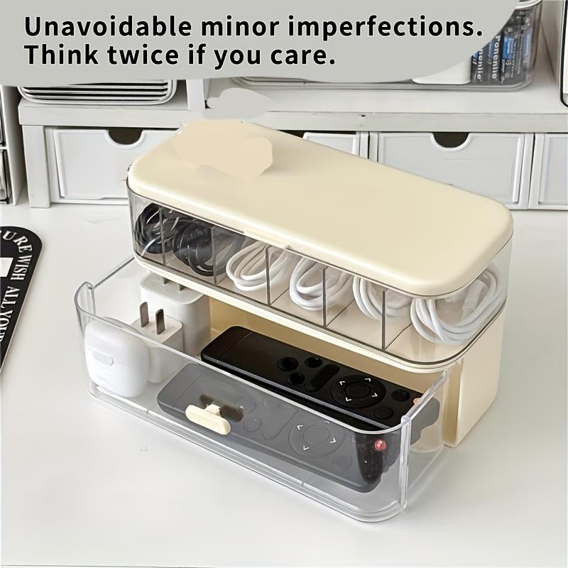 

Dual-Layer Transparent Cable Organizer Box with Hinged Lid, Durable PP Material Cable Management Box, Desk Drawer Storage