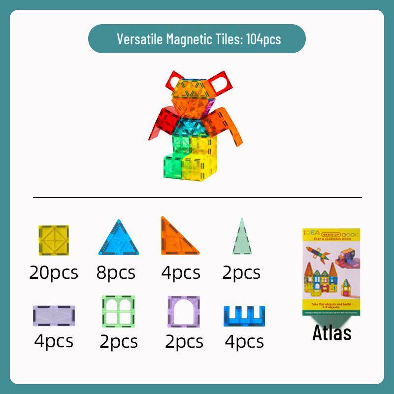 Stained Glass Magnetic Tile Set: Strong, Fun Assembly Building Blocks for Early Education Ages 3-6