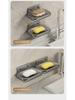 Punch-Free Wall-Mounted Soap Rack, Space-Saving Aluminum with Dual Drain Design
