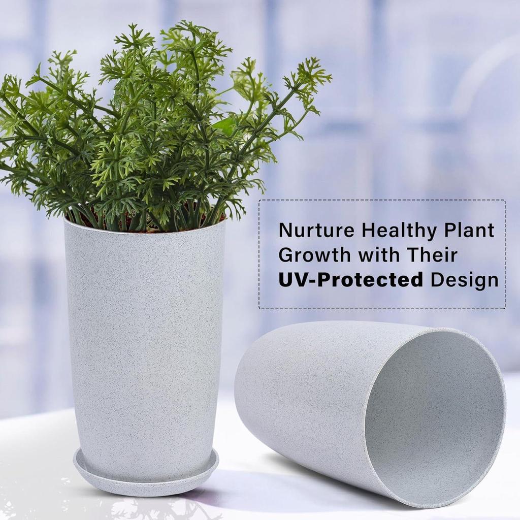 Flower Pot with Plate | 18 Inch | Lightweight Polymers Indoor-Outdoor Pots | Flower Pot Gamla for Home-Office & Garden