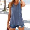 Summer Womens Blouse Tshirt Vneck Sleeveless Strapless Vest Shirt Overalls