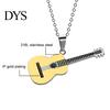 Men Women Rock Guitar Pendant Stainless Steel Necklace Jewelry Musician Gift