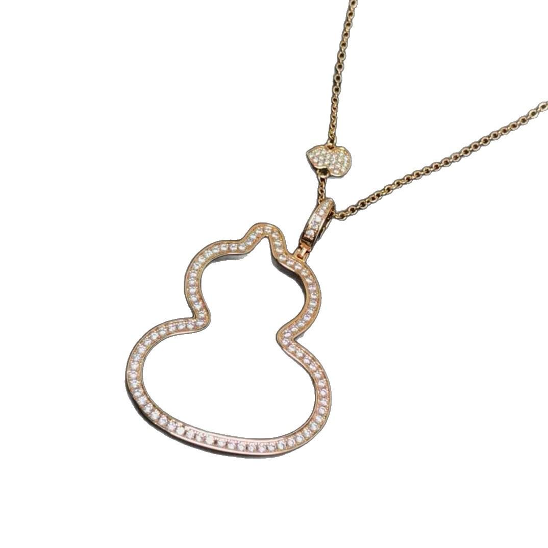 2026 Kirin Necklace New Large Hollow Full Diamond Gourd, Necklace Pendant Fashion Versatile High Sense 45CM