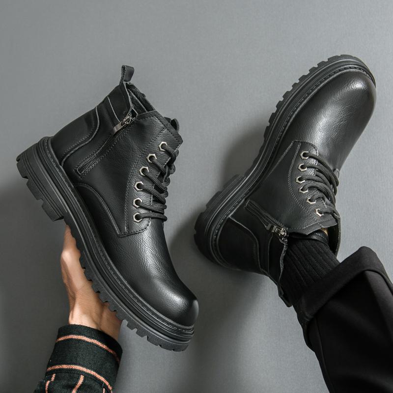 Men's High-top Riding Boots 2026 New Style Autumn and Winter British Retro Versatile Thick-soled Men's Side Zipper Leather Boots