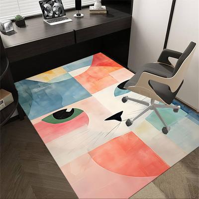 1PC Cat Abstract Carpet Office Rug Mat Home Decor Area Carpet Festival Gift Office Desk Chair Carpet Longlasting Material