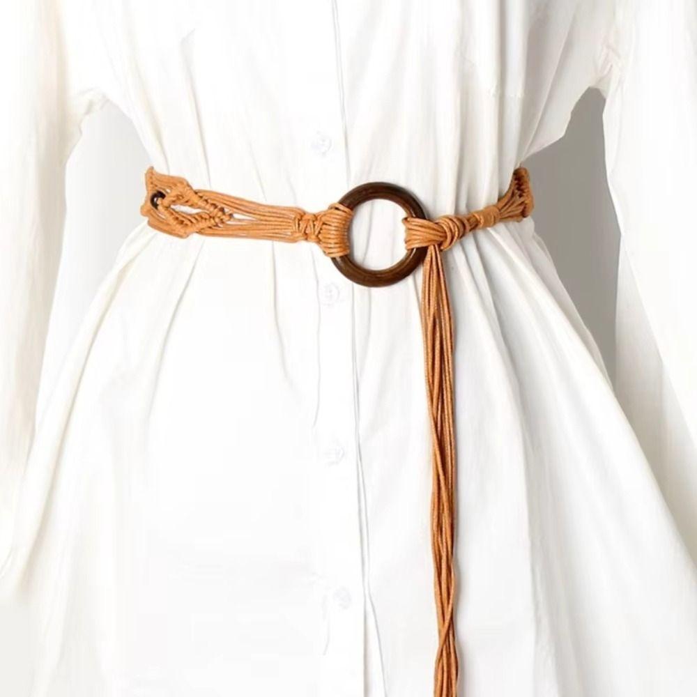 Woven Knot Female Waist Rope Bohemian Style Dress Waistband Fashion Waist Belt  for Women