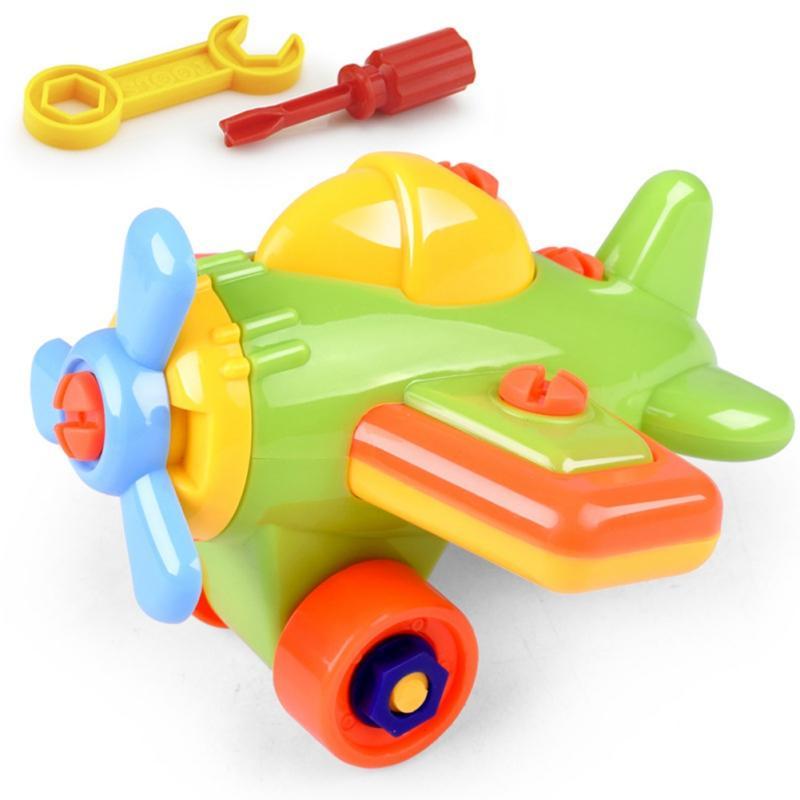 Baby Cartoon Car Toys DIY Disassembling Screwdriver Assembled Toys Children Train Plane Building Blocks Model Tool Kids Gifts