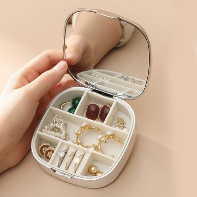 With Mirror Jewelry Storage Box Moisture-proof Earring Storage Case Jewelry  Organizer  Travel