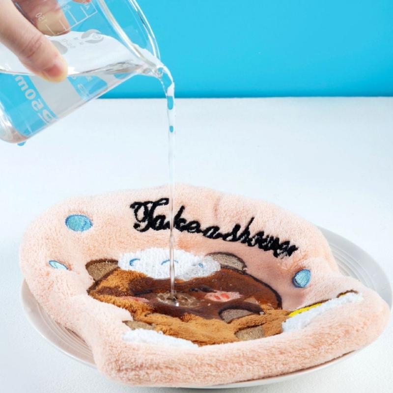 Cute Capybara Shape Hand Towel Quality Coral Fleece Cleaning Rag Perfect for Quick Drying in Kitchens or Bathrooms