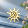 Dawapara Vintage Spiral Sun Brooch Swirl Sunshine Protection Talisman Lapel Pins Stainless Steel Jewelry