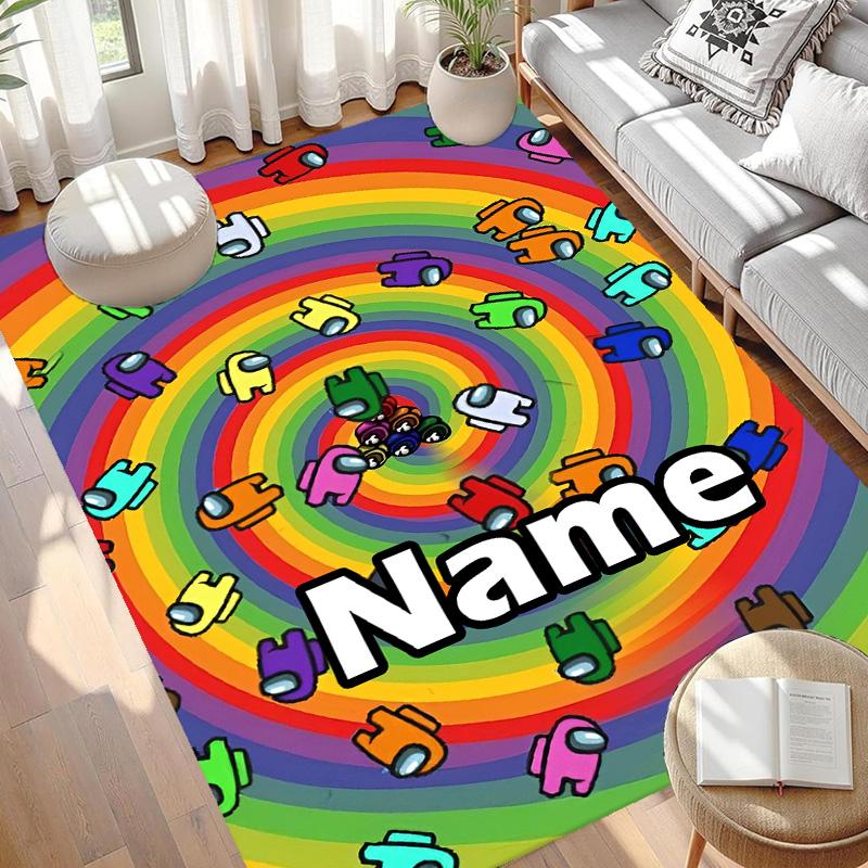 Custom Name Personalized Among Us Print Carpet, Versatile Home Decor Rug, for Playroom, Apartment, Balcony, Entryway, Hallway Gift