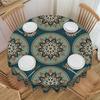 Flower Mandala Round Tablecloths 0 Inches Teal Sage Rust and Cream Table Covers for Kitchen Table Cloth