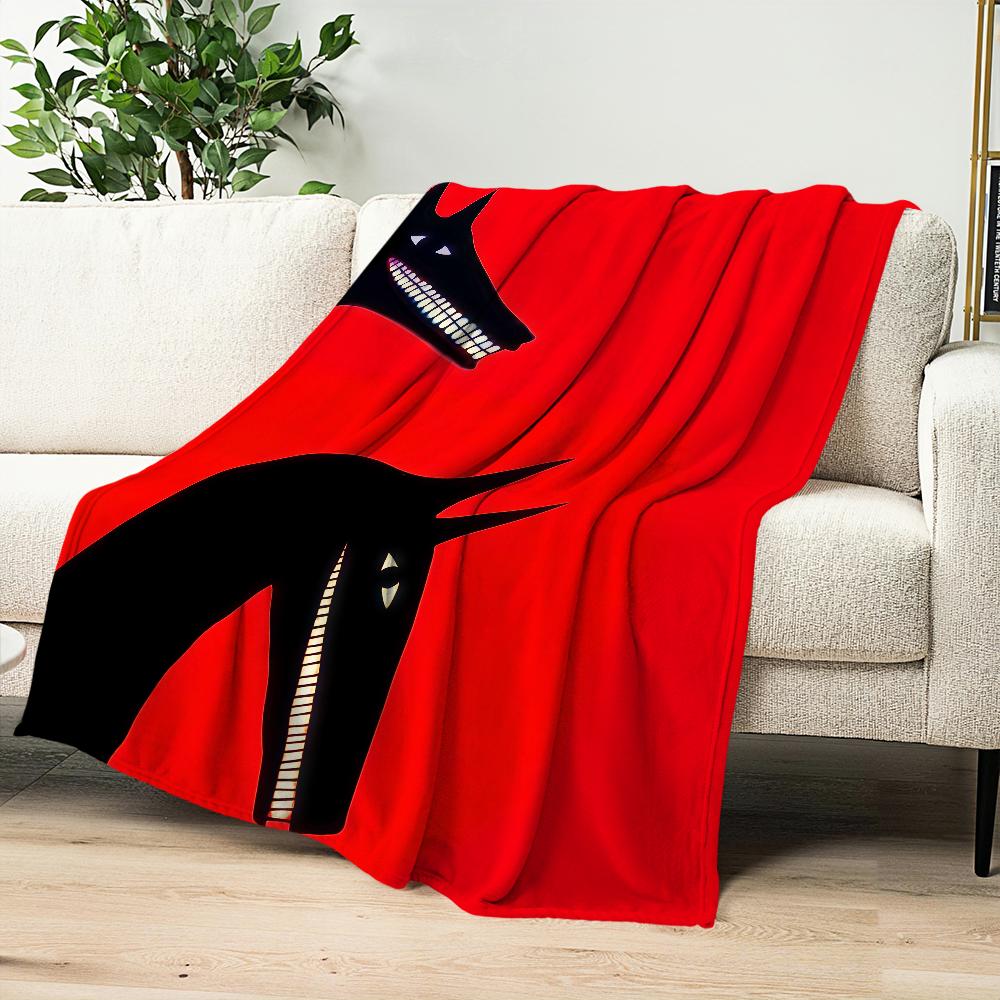 Vintage horror wolf dog black red Flannel warm comfort soft plush blanket sofa living room hogar office bedroom travel gift home
