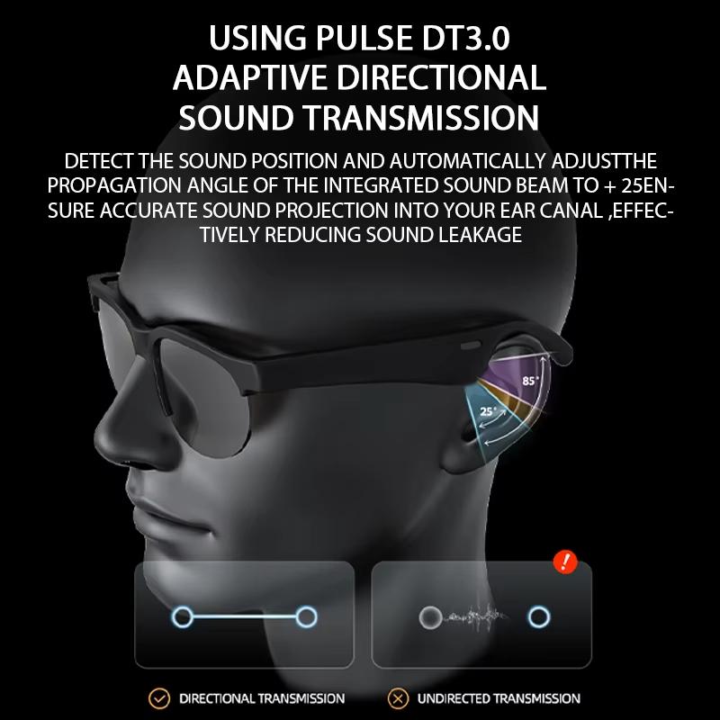 Smart Bluetooth Sunglasses Glasses Call Outdoor Sports Headphones V5.3 HIFI Black Technology Anti-touch UV For Men Women