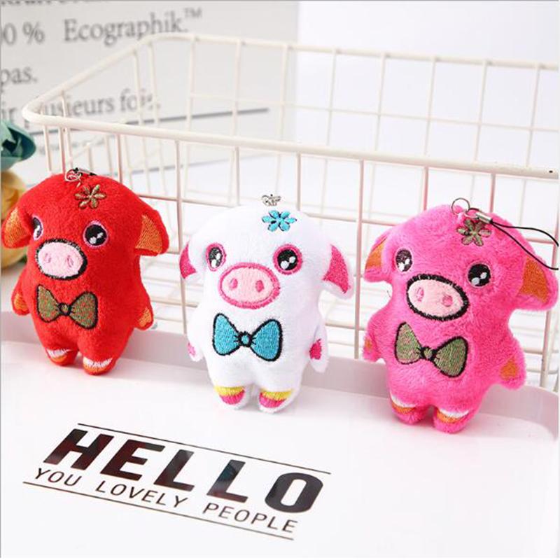10cm Mini PlushToys Colorful Pig Stuffed Toy Animal Pendant for Kids Party Birthday