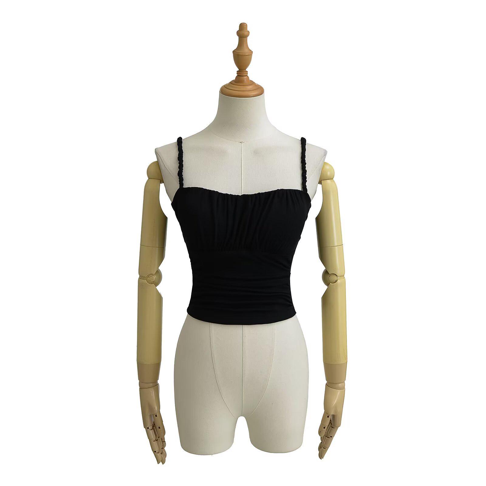 

Spring/Summer 2025 Women s Slim-Fit Camisole with Chest Pads and Pleated Waist-Cinch Medium