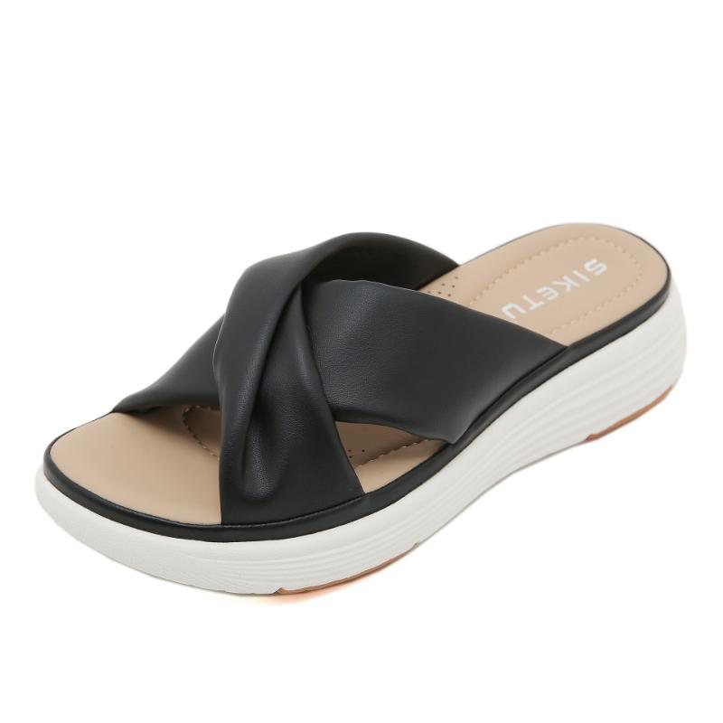 

European And American Sandals For Women Fashion Simple Large Size Light Sweet Thick-Soled Slippers Casual Summer Thick-Soled 36