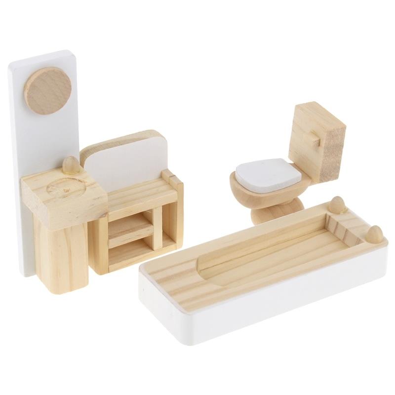 Wooden Furniture Dollhouse Furniture Set Accessories 35 Pieces