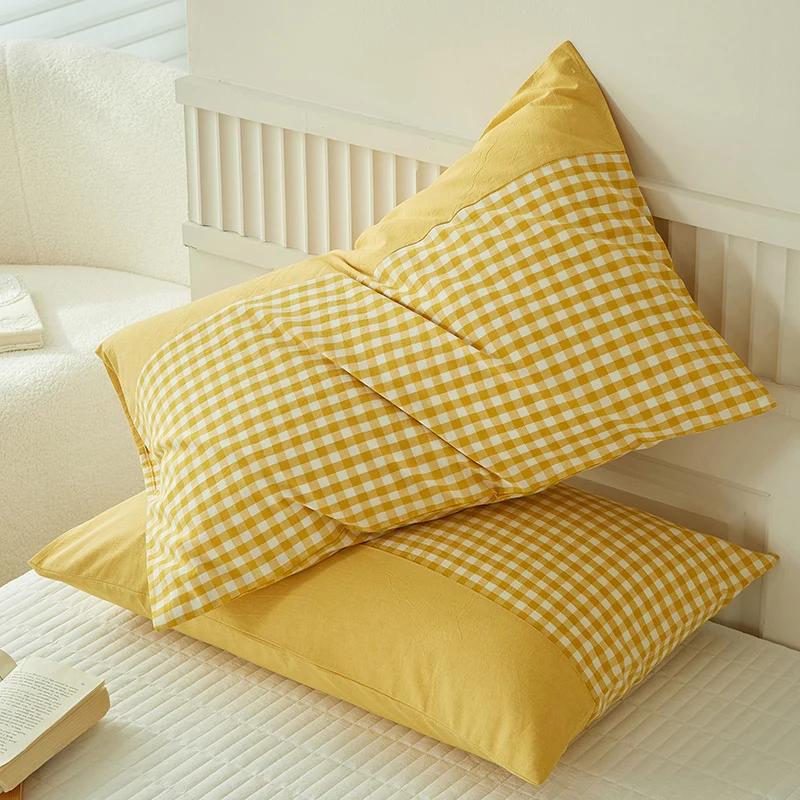 Home Pillowcase Cotton Pillow Cover Plaid Pillowslip Pillow Case Rectangle Pillowslip Pillow Case Bedroom Sofa Cushion Cover