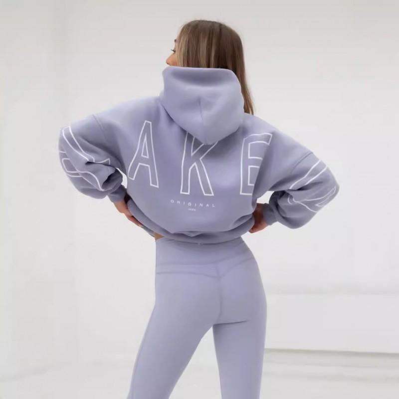 Thick Hooded Long Sleeve Oversized Graphic Sweatshirt Women Motorcycle Casual Wear