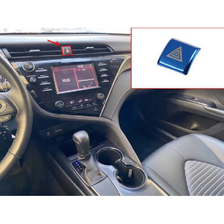 Blue For Toyota Camry 2018- Console Emergency Light Switch Cover Steel