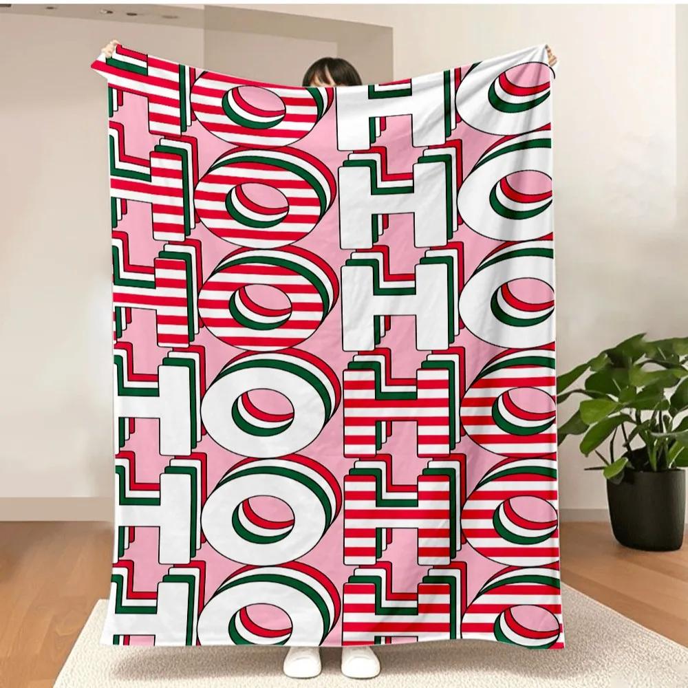 Merry Christmas Blanket Christmas Tree Gingerbread Man Red Flannel Blanket for New Year Christmas Gift for Family Nana Mon Dad