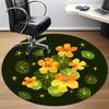 1PC Nasturtiums Office Round Rug, Non slip, Soft and Durable Office Rug for Interior Decoration, Perfect for Office