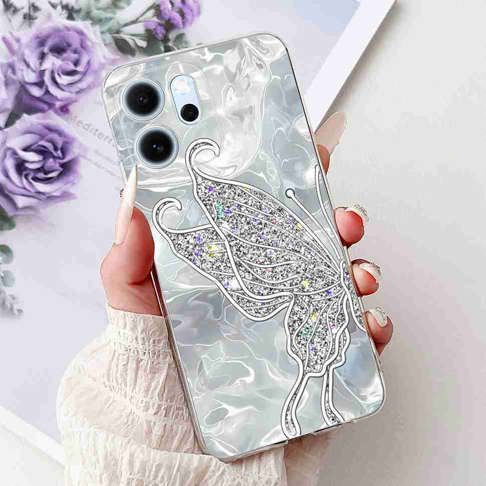 Für Oppo Reno14 F 5G CPH27436.57" Hülle Bunte Schmetterlingsblumen TPU Weiche Silikonhülle Für Oppo Reno 14 F RENO14F Handyhüllen