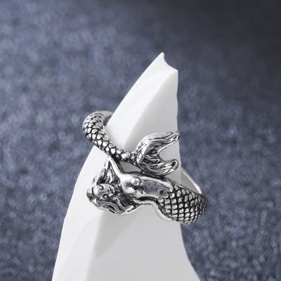 American Retro Old Ring Mermaid Niche Opening Adjustment Design Hip Hop Ring Unisex Jewelry