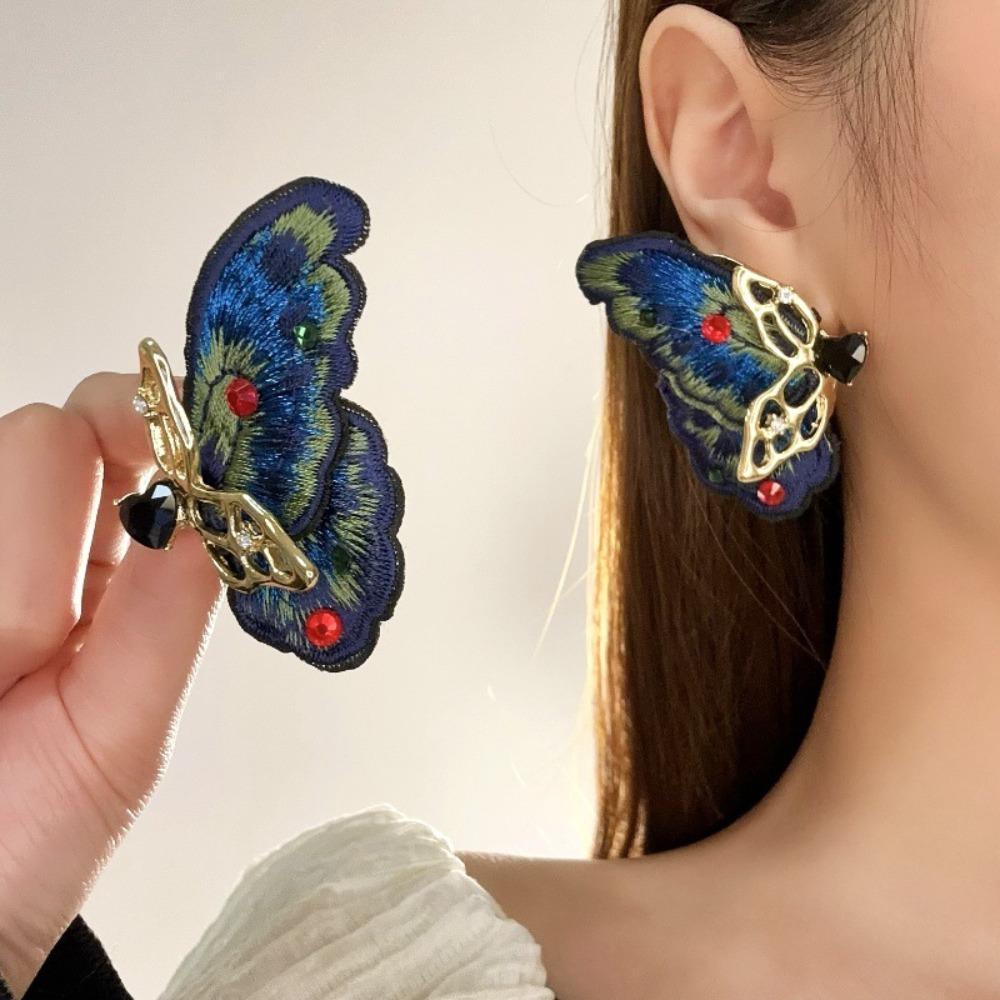 Luxury Embroidery Butterfly Earrings Ear Jewelry Delicate Earrings for Women  Lady Girl