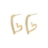 Vergoldete Herz-Ohrstecker, glänzende Zirkon-Creolen, Metall, eleganter Mode-Herz-Schmuck, romantischer weiblicher Luxus-Ohrring
