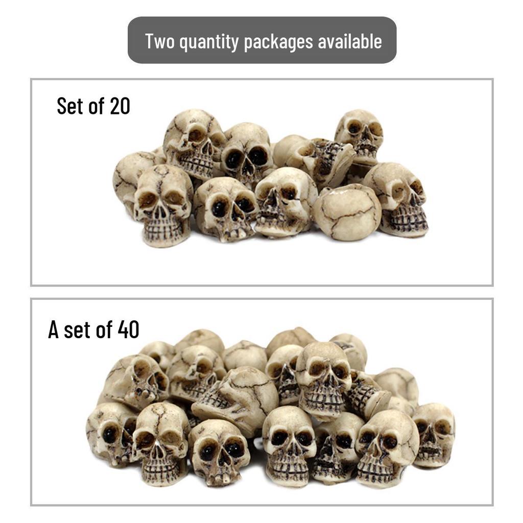 Dwarf Mini Skeleton Set: 20-Piece Halloween & Day of the Dead Decor for Flower Pots and Surfaces